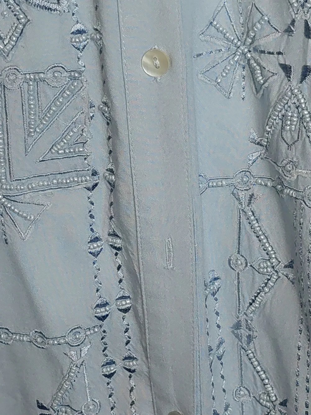 Soft Surroundings Light Blue Embroidered Button-Down Tunic Size 3X GUC - Picture 3 of 9